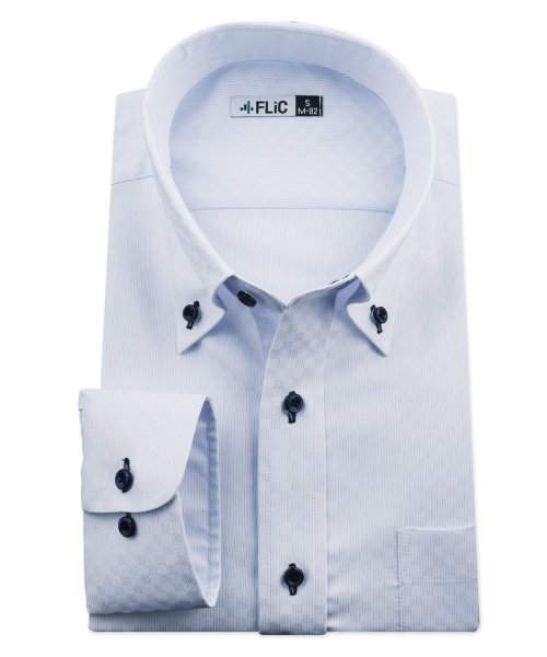 FLiC(フリック)/ワイシャツ ノーアイロン ドライ ストレッチワイシャツ メンズ 長袖 形態安定 吸水速乾 織柄 ボタンダウン/img03