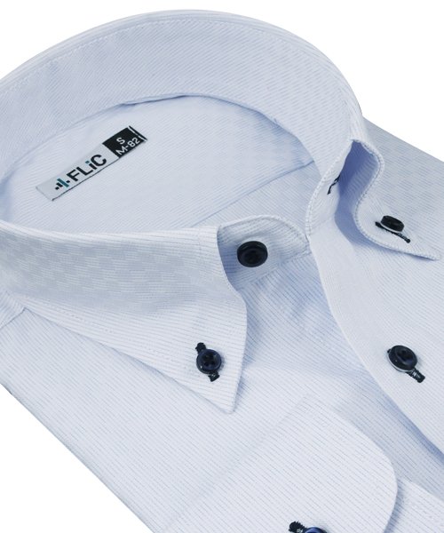 FLiC(フリック)/ワイシャツ ノーアイロン ドライ ストレッチワイシャツ メンズ 長袖 形態安定 吸水速乾 織柄 ボタンダウン/img04