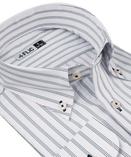 FLiC(フリック)/ワイシャツ ノーアイロン ドライ ストレッチワイシャツ メンズ 長袖 形態安定 吸水速乾 織柄 ボタンダウン/img01