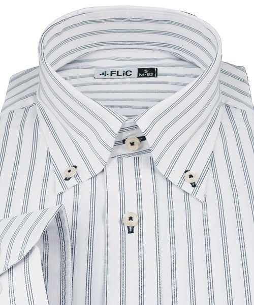 FLiC(フリック)/ワイシャツ ノーアイロン ドライ ストレッチワイシャツ メンズ 長袖 形態安定 吸水速乾 織柄 ボタンダウン/img02