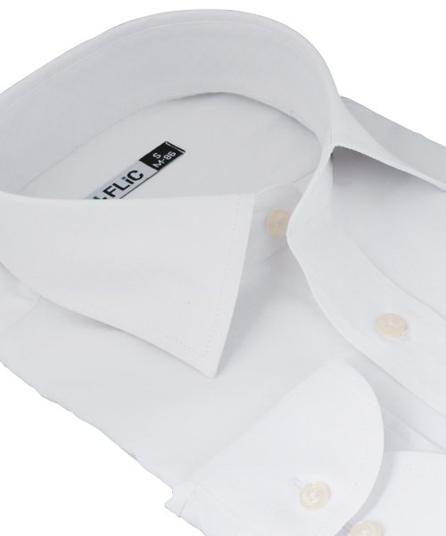 FLiC(フリック)/ワイシャツ ノーアイロン ドライ ストレッチワイシャツ メンズ 長袖 形態安定 吸水速乾 織柄 ショートワイド/img01
