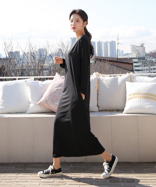 セール Mayblue メイブルー Tシャツワンピース トップス ワンピース Tシャツ ロング 長袖 メイブルー Mayblue Magaseek