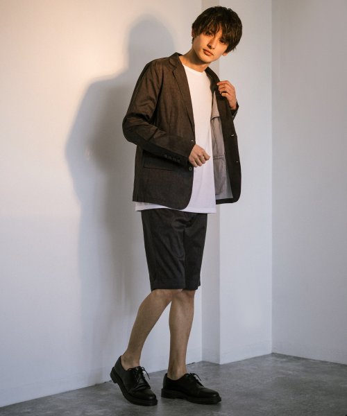 セットアップ メンズ テーラードジャケット 春秋 ハーフパンツ 膝上 ショートパンツ 上下セット スーツ カジュアル ストレッチ 2点セット シンプル Set ロッキーモンロー Rocky Monroe Magaseek
