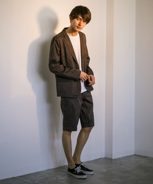 セットアップ メンズ テーラードジャケット 春秋 ハーフパンツ 膝上 ショートパンツ 上下セット スーツ カジュアル ストレッチ 2点セット シンプル Set ロッキーモンロー Rocky Monroe Magaseek
