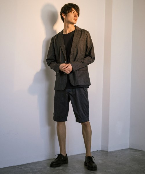 セットアップ メンズ テーラードジャケット 春秋 ハーフパンツ 膝上 ショートパンツ 上下セット スーツ カジュアル ストレッチ 2点セット シンプル Set ロッキーモンロー Rocky Monroe Magaseek