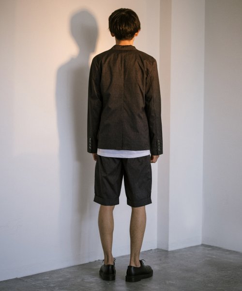 セットアップ メンズ テーラードジャケット 春秋 ハーフパンツ 膝上 ショートパンツ 上下セット スーツ カジュアル ストレッチ 2点セット シンプル Set ロッキーモンロー Rocky Monroe Magaseek