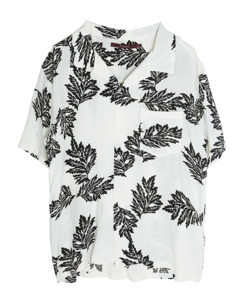 モノトーンリーフパターンシャツ 半袖シャツ メンズ カジュアルシャツ オープンカラー 開襟 半袖 シャツ ジギーズショップ Jiggys Shop Magaseek