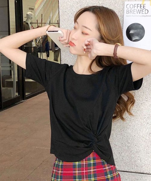 セール Tシャツ 半袖 レディース ゆるカット トップス 韓国ファッション 結び おしゃれ 可愛い 通学 10代 代 35代 セイヘイショップ Seiheishop Magaseek