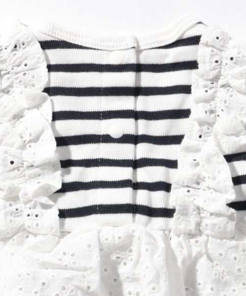 クーポン セール Off アイレットレースチュニックドッキングロンパース プティマイン Petit Main Magaseek