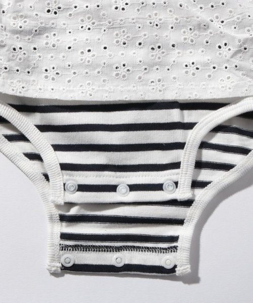 アイレットレースチュニックドッキングロンパース プティマイン Petit Main Magaseek