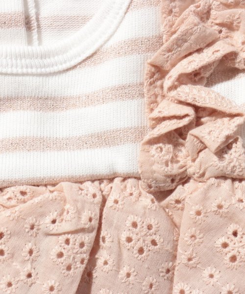 アイレットレースチュニックドッキングロンパース プティマイン Petit Main Magaseek