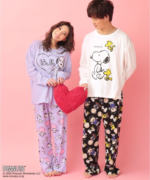 ルームウェア Peanuts スヌーピー ロンt 上下セット 男女兼用サイズ プルオーバー ロングパンツ 大きいサイズ ルームウェア パジャマ レディース エメフィール Aimerfeel Magaseek