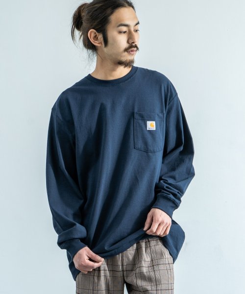 Rocky Monroe(ロッキーモンロー)/CARHARTT カーハート Tシャツ 長袖 メンズ ロンT 無地 ポケット ワークウェア ルーズシルエット ビッグ オーバーサイズ ドロップショルダー クルー/img18