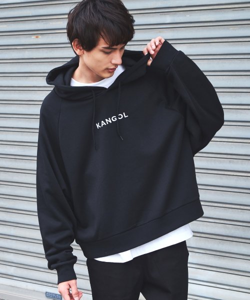 Kangol カンゴール プルオーバーパーカー ショート丈 メンズ ユニセックス レディース ラグランスリーブ シンプル ロゴ 刺繍 裏毛 綿 コットン ルーズ ロッキーモンロー Rocky Monroe Magaseek
