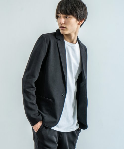 セットアップ メンズ テーラードジャケット 春秋 テーパードパンツ カジュアルスーツ ストレッチ 伸縮性 無地 2点セット 細身 黒 上下セット Setup ロッキーモンロー Rocky Monroe Magaseek