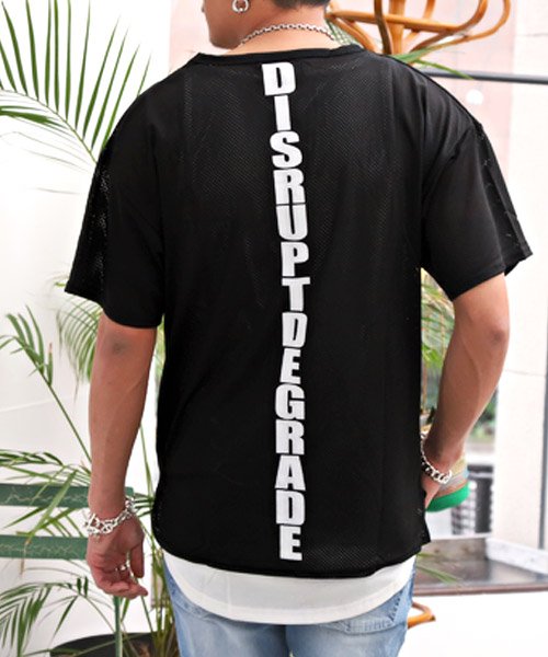 セール メッシュアンサンブル Tシャツ タンクトップ 半袖 メンズ アンサンブル 2点セット 重ね着 レイヤード ラグスタイル Luxstyle Magaseek