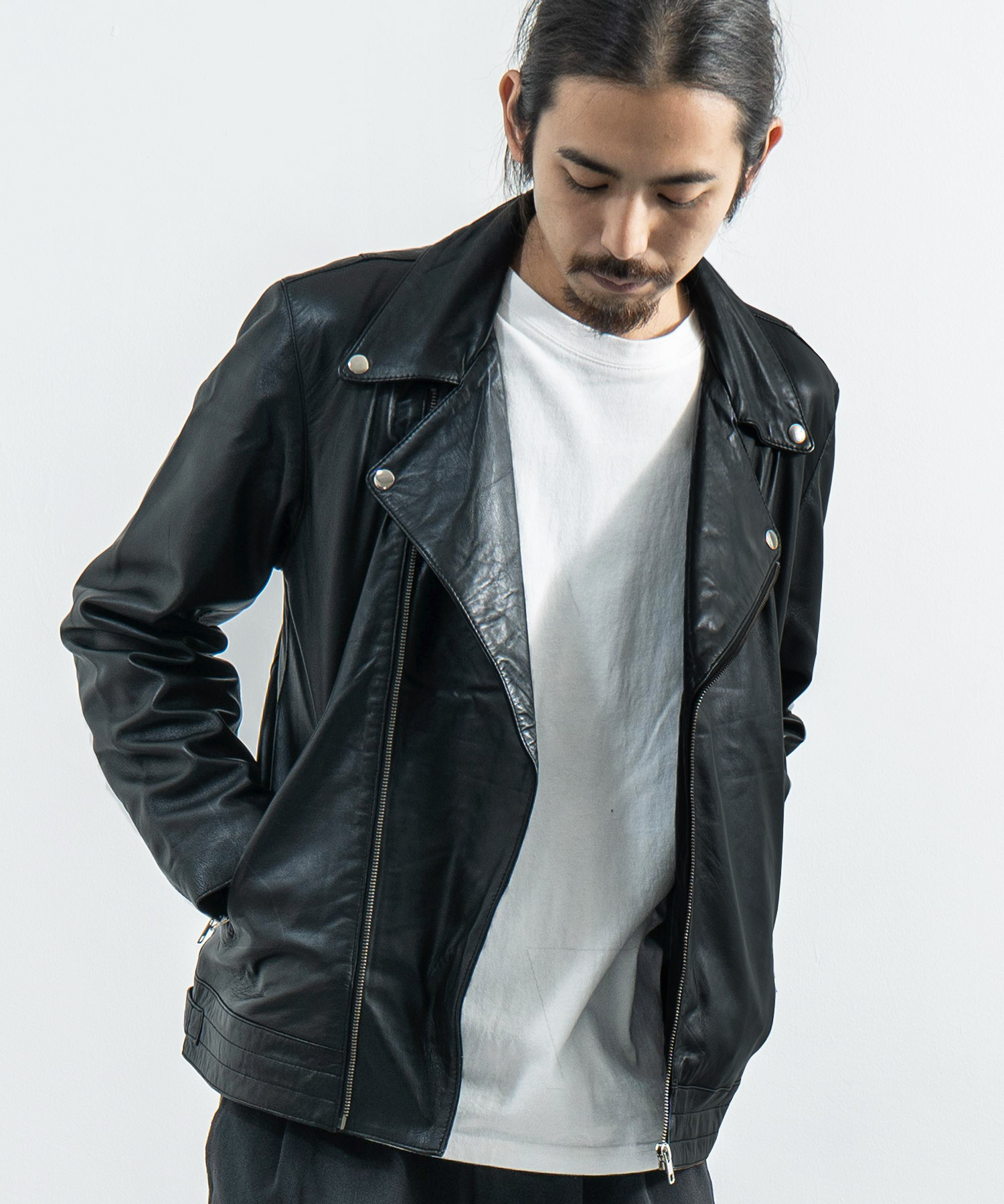 papotage】レザージャケット 肩パッド 羊革 革ジャン ライダース papotage】レザージャケット 肩パッド 羊革 革ジャン ライダース