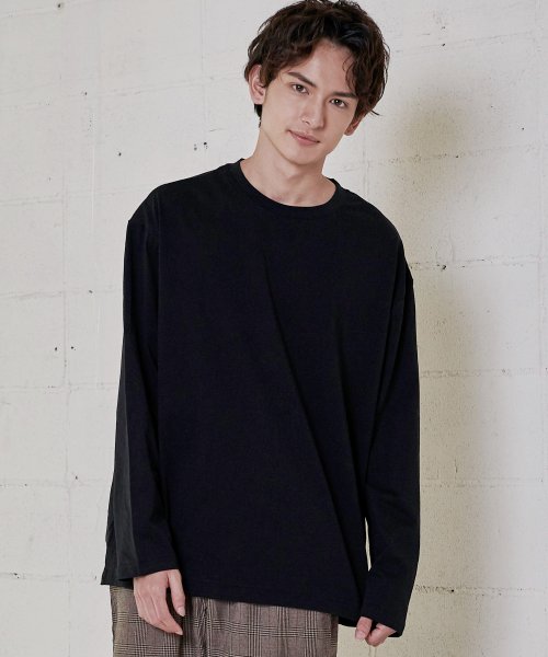 ロングtシャツ メンズ 長袖 無地 シンプル オーバーサイズ ビッグシルエット ルーズ ドロップショルダー 綿 コットン レイヤード インナー Ressaca ロッキーモンロー Rocky Monroe Magaseek