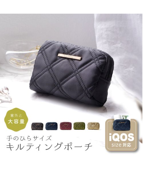 キルティング ポーチ 刺繍 キルト キルティング カジュアル シンプル ミニポーチ かわいい 女性用 小さめ おしゃれ プレート 軽い 上品 アイコスケース エクレボ Exrevo Magaseek