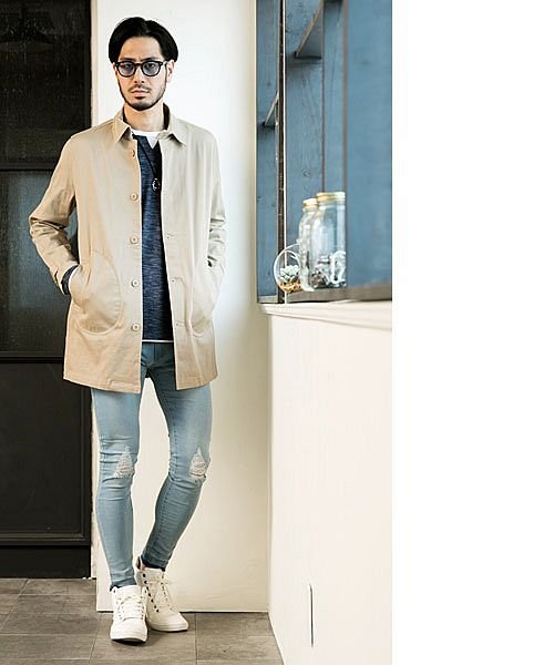 セール ステンカラーコートメンズストレッチコットンツイルショップコートシングル マエストーソ Maestoso Magaseek