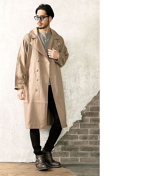 セール トレンチコートメンズオーバーサイズビッグシルエットワイドシルエットドロップショルダー マエストーソ Maestoso Magaseek