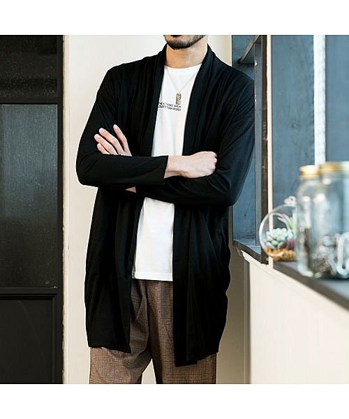 セール 15 Off カーディガンメンズロングカーデロング丈ショールカラー無地ドレープ長袖tc天竺素材 マエストーソ Maestoso Magaseek