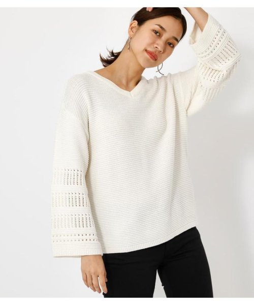 AZUL by moussy(アズールバイマウジー)/【雑誌VERY掲載】2WAY CROCHET SLEEVE KNIT/img01