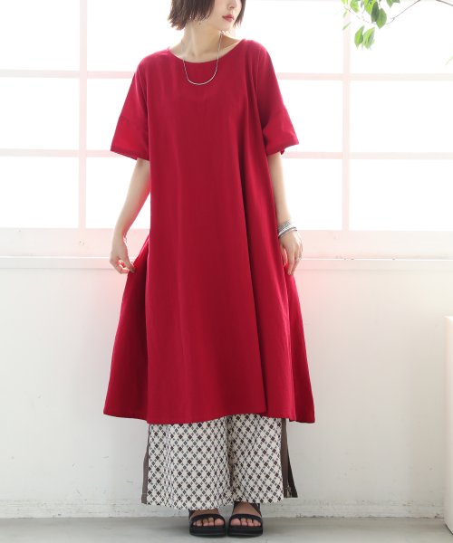 クーポン コットン100 シンプルロングワンピース オシャレウォーカー Osharewalker Magaseek
