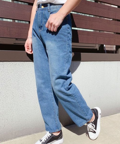 セール デニムパンツ レディース ハイウエスト ワイドパンツ ストレートパンツ ジーンズ ゆったり ショッピングゴー Shoppinggo Magaseek
