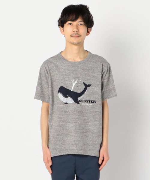 GLOSTER(GLOSTER)/吊り編み クジラプリントTシャツ/img01