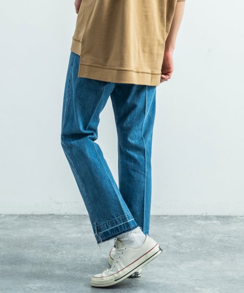 デニムパンツ メンズ レディース ジーンズ アンクル丈 ブーツカット フレアシルエット セルビッチ セルヴィッチ 日本製 国産 赤耳 リペア 綿 コットン セン ロッキーモンロー Rocky Monroe Magaseek