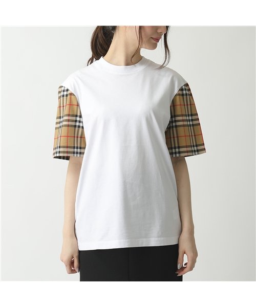 BURBERRY(バーバリー)/【BURBERRY(バーバリー)】8014896 ヴィンテージチェック 切替 コットン 半袖 Tシャツ カットソー WHITE レディース/img02