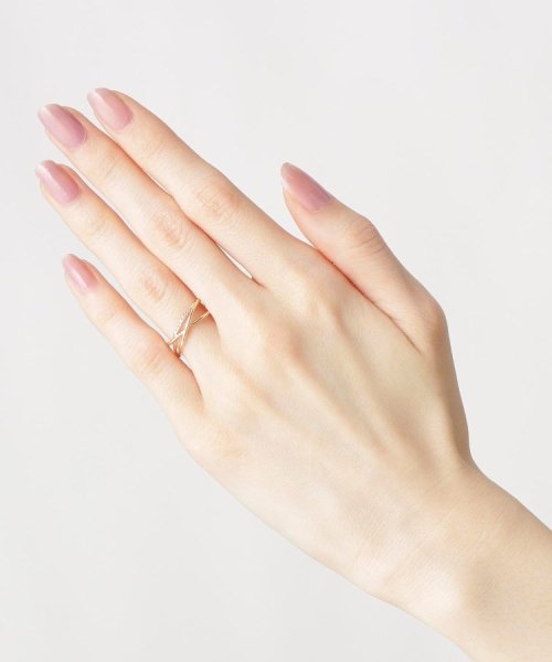 K10ダイヤモンドつぶし丸線 3連リング 