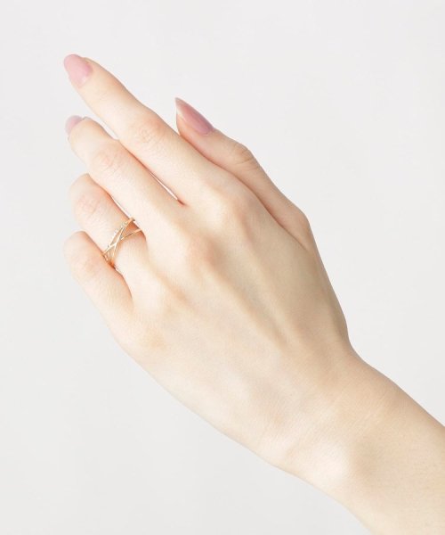 K10ダイヤモンドつぶし丸線 3連リング 