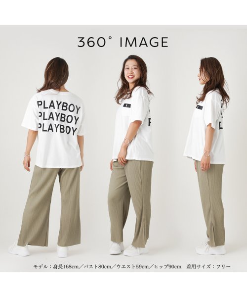 MAC HOUSE(women)(マックハウス（レディース）)/PLAYBOY ポケットグログランテープ使いTシャツ F91475NM/img09