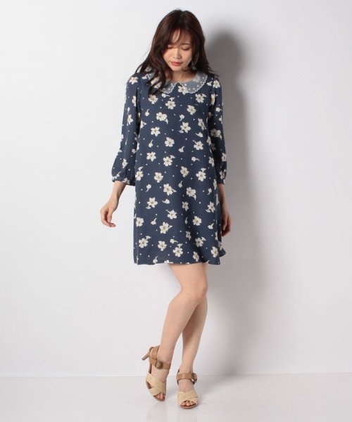 セール The Emporium ジエンポリアム オーガンジー衿付きフラワーワンピース Offprice Ec Offprice Ec Magaseek