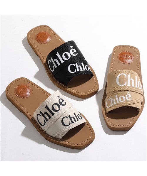 Chloe(クロエ)/【Chloe(クロエ)】CHC19U18808 WOODY ウッディ フラットミュール サンダル ロゴバンド 001/Black 靴 レディース/img01