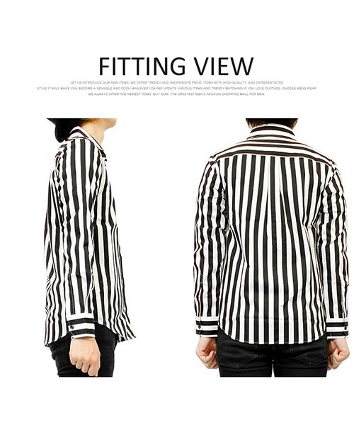 長袖シャツ メンズ ホリゾンタルカラー ワイドカラー ブロード 日本製 国産 シャツ 長袖 ブロードシャツ 白 黒 ストライプ ビジネス ワンカラーズ One Colors Magaseek