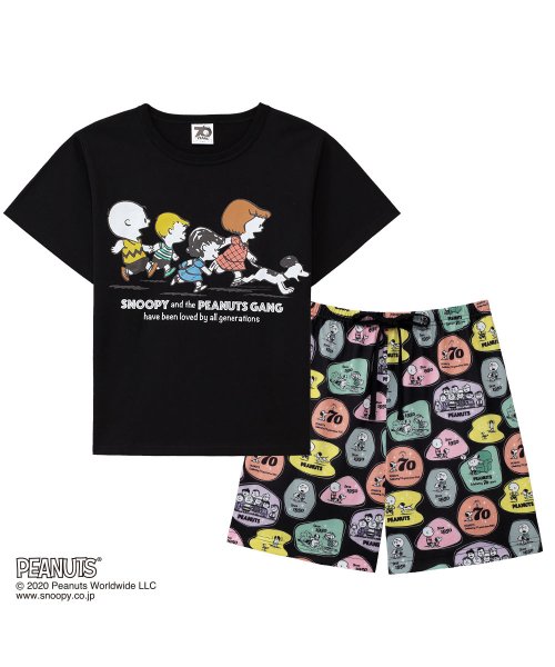 セール 部屋着 セットアップ Peanuts70周年記念 レトロスヌーピー Tシャツ 上下セット ルームウェア パジャマ セット レディース 春夏 部屋着 キャラク エメフィール Aimerfeel Magaseek