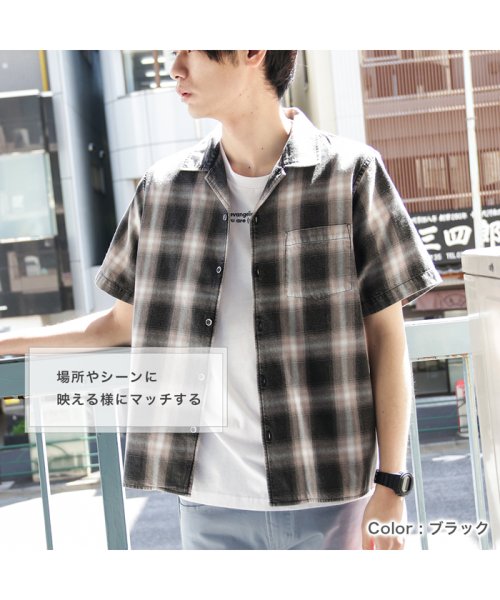 MAC HOUSE(men)(マックハウス（メンズ）)/MOSSIMO モッシモ 加工チェックオープンカラーシャツ 0270－5412M/img04