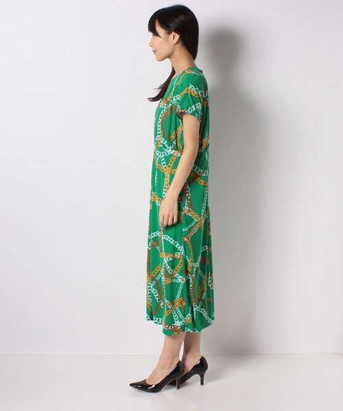 セール 50 Off 洗える ポリエステルスムース チェーン柄ワンピース ラピーヌ ブルー Lapine Bleue Magaseek