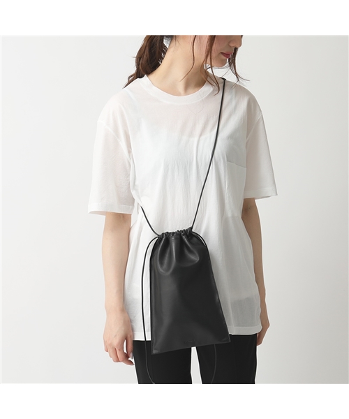 【JILSANDER(ジルサンダー)】JSWQ853415 WQB70018 001 FLAT DRAWSTRING XS レザー 巾着バッグ  ハンドバッグ ブ