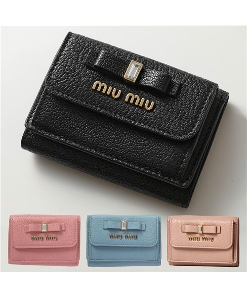 MIUMIU(ミュウミュウ)/【MIUMIU(ミュウミュウ)】5MH021 2D7A MADRAS FIOCCO カラー3色 レザー 小銭入れ付き 三つ折り財布 ミニ財布 豆財布 レディース/img01