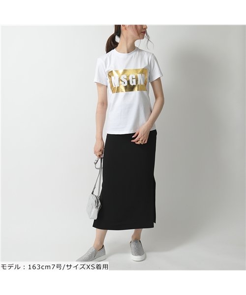 MSGM(MSGM)/【MSGM(エムエスジーエム)】2841 MDM95 カラー2色 半袖 Tシャツ メタリックプリント ボックスロゴ カットソー クルーネック 丸首 レディース/img02