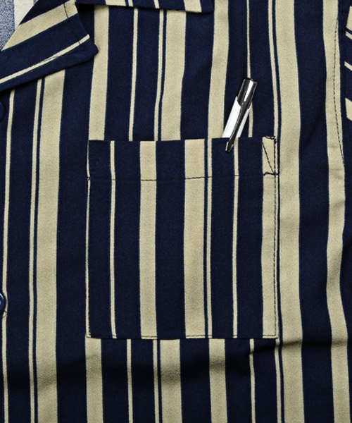LUXSTYLE(ラグスタイル)/ストライプ半袖オープンカラーシャツ/シャツ メンズ 半袖 無地 オープンカラー ストライプ/img17