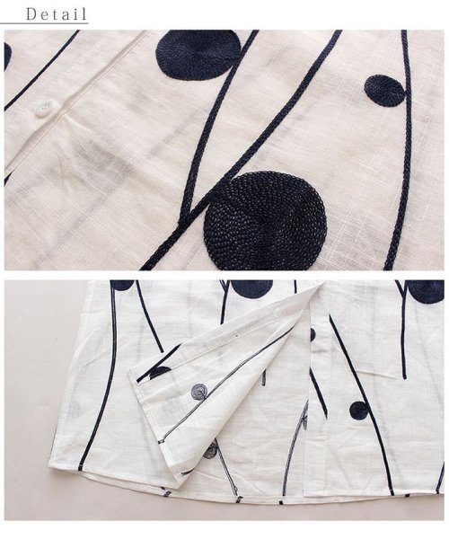 Sawa a la mode(サワアラモード)/レトロな丸模様刺繍のシャツワンピース/img14