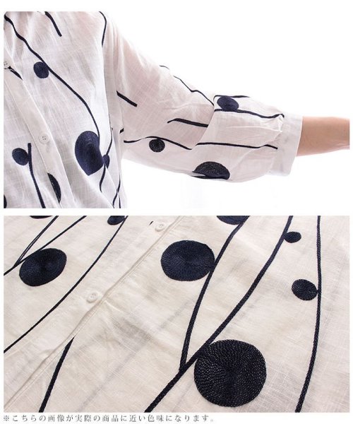 Sawa a la mode(サワアラモード)/レトロな丸模様刺繍のシャツワンピース/img17