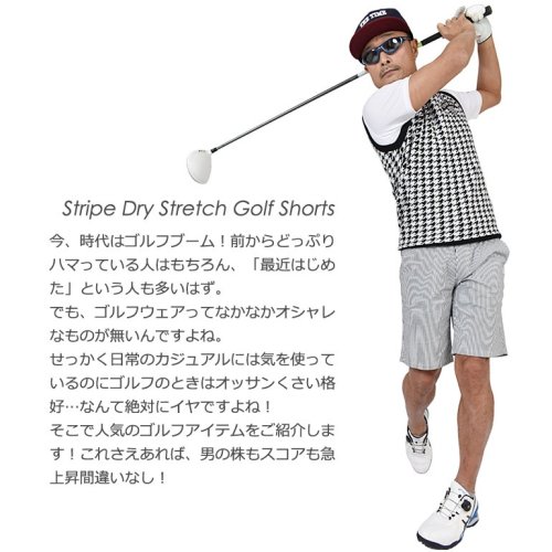 COMONGOLF(コモンゴルフ)/【COMON GOLF】ドライ素材ストライプ柄ストレッチゴルフショートパンツ(CG－S0008)/img02