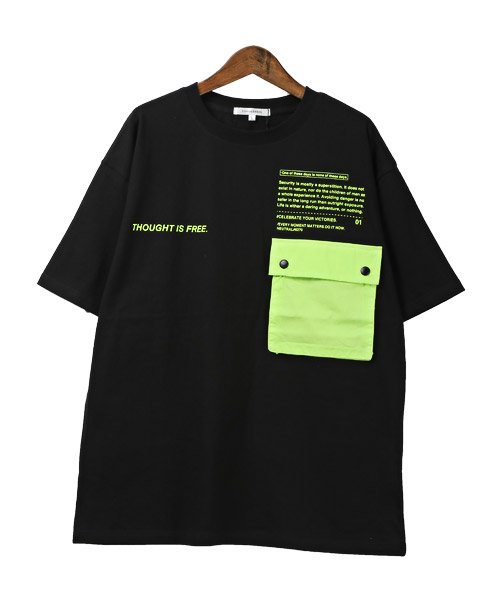 LUXSTYLE(ラグスタイル)/配色ポケット半袖Tシャツ/Tシャツ メンズ 半袖 ビッグシルエット ポケット ロゴ プリント/img09