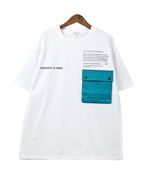 LUXSTYLE(ラグスタイル)/配色ポケット半袖Tシャツ/Tシャツ メンズ 半袖 ビッグシルエット ポケット ロゴ プリント/img10